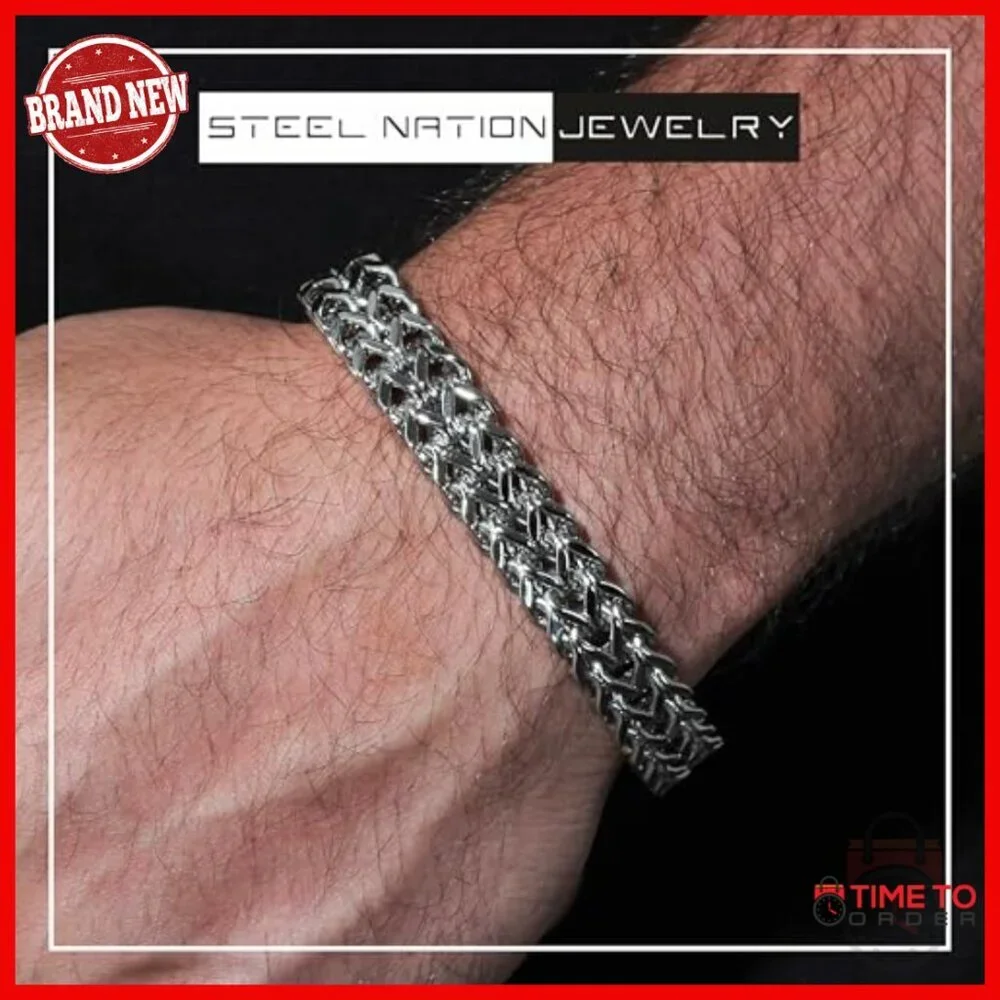 Stainless Steel Double Franco Link Bracelet with Fold Over Clasp